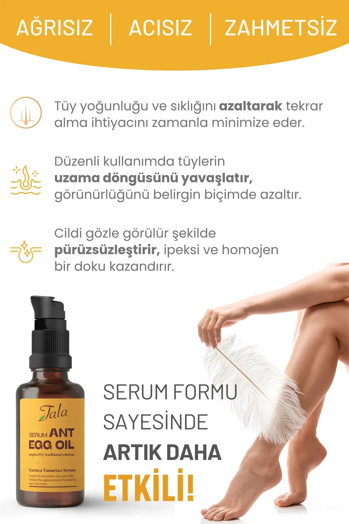 Tala Ant Egg Oil Serum - Gezicht en Lichaam - Speciale formule met Aloe Vera+Sesamolie+Mierenzuur - Verzachtend en hydraterend - Voedt de huid - Verzorging na het epileren - Haarverminderend - Haarverdunning - Zachte verzorging in sermvorm - 30 ml