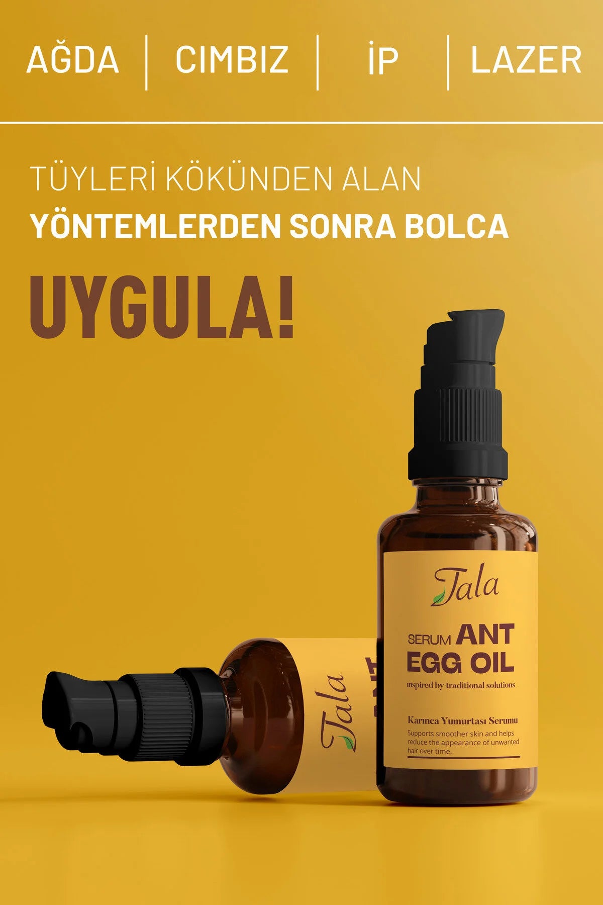 Tala Ant Egg Oil Serum - Gezicht en Lichaam - Speciale formule met Aloe Vera+Sesamolie+Mierenzuur - Verzachtend en hydraterend - Voedt de huid - Verzorging na het epileren - Haarverminderend - Haarverdunning - Zachte verzorging in sermvorm - 30 ml