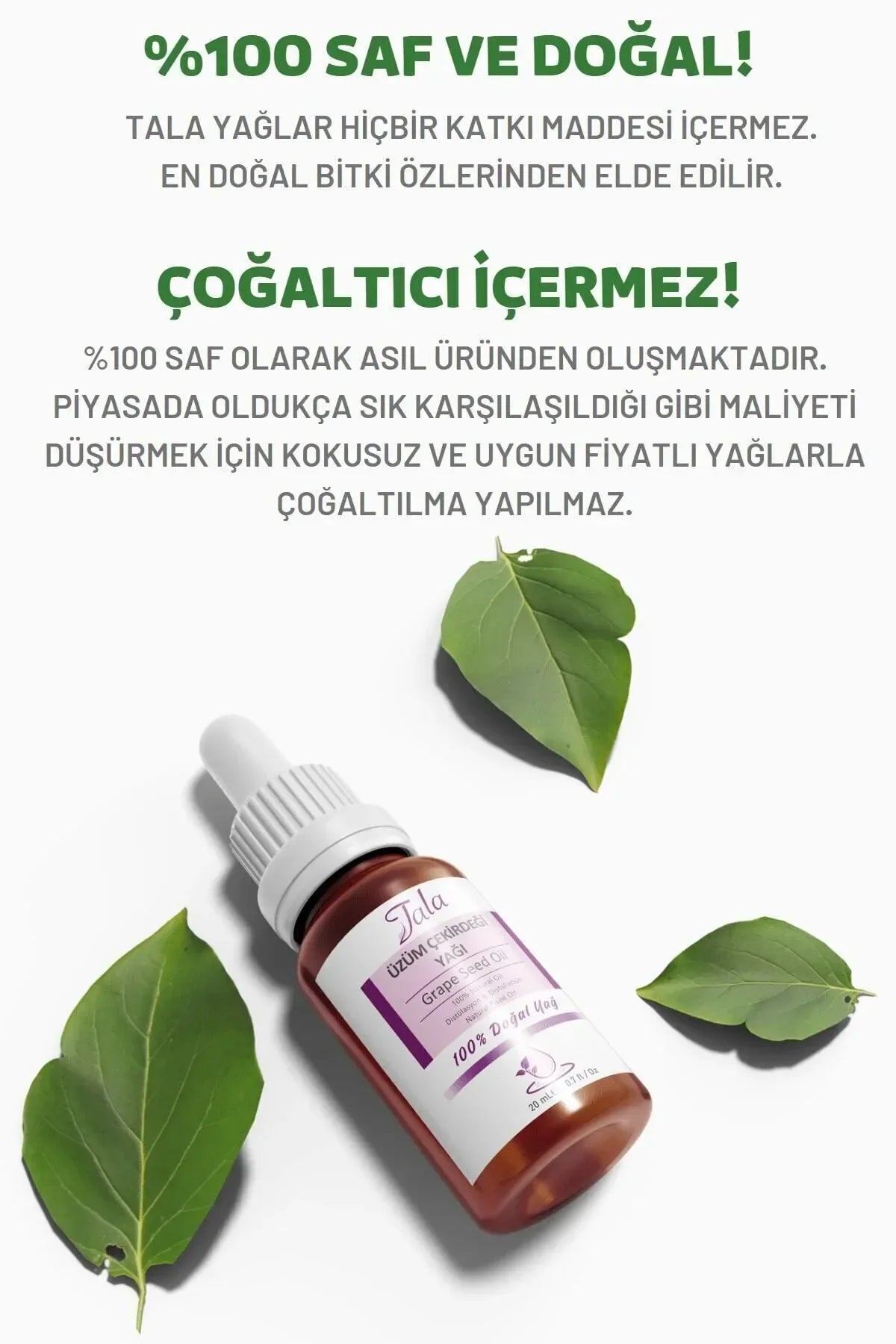 Tala Oil Grape Seed - Druivenpitolie Uzum Cekirdegi Yagi - Haar en huidverzorging druppels - Effectief verwideren van ouderdoms- en zonnevlekken Helpt donkere kringen rond ogen verwijderen Voorkomt haarbreuk 100% puur en natuurlijk koudgeperst 20 ml