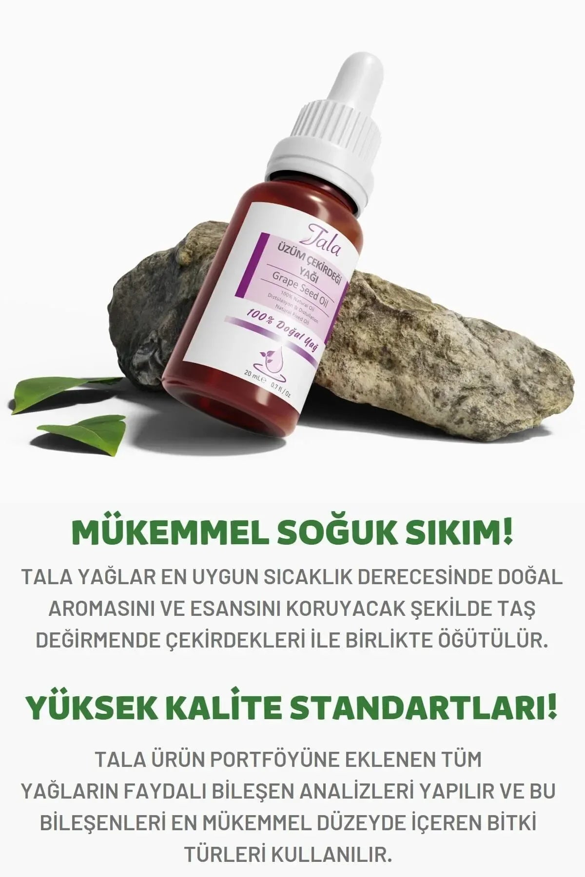 Tala Oil Grape Seed - Druivenpitolie Uzum Cekirdegi Yagi - Haar en huidverzorging druppels - Effectief verwideren van ouderdoms- en zonnevlekken Helpt donkere kringen rond ogen verwijderen Voorkomt haarbreuk 100% puur en natuurlijk koudgeperst 20 ml