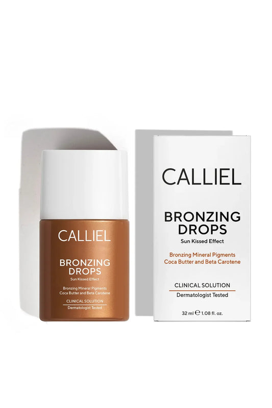 Calliel Bronzing Drops Sun Kissed Effect Mineral Pigments - Zelfbruinende druppels met stralend intens bronseffect - Bruinende minerale pigmenten - Bevat Cocaboter & Betacaroteen + Vitamine E Huid voeden en hydrateren - Dermatologisch getest - 32 ml