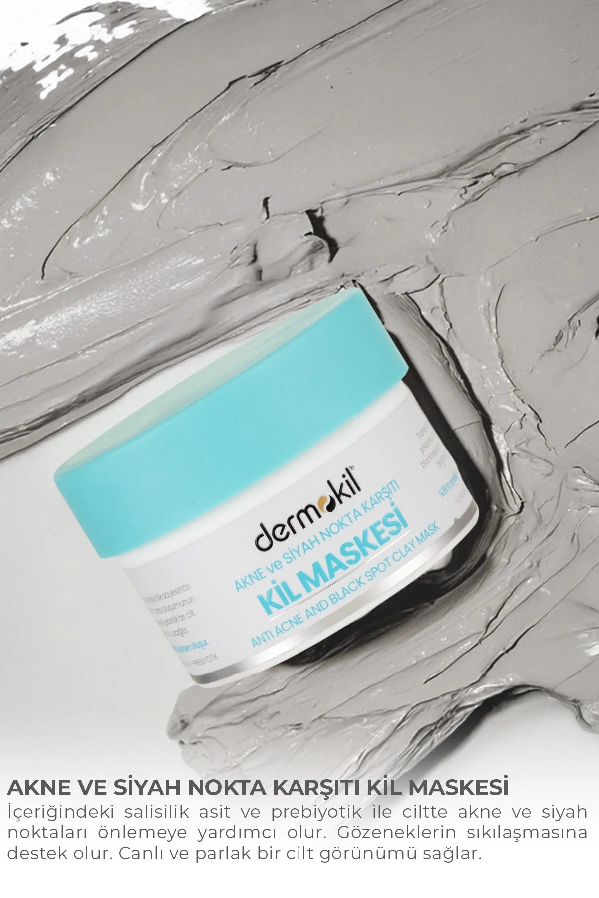 Dermokil Anti-Acne & Black Spot Clay Mask - 1% Salicylic Acid + Prebiotic - Dermokil Kleimasker tegen Anti-Acne en Mee-eter + Poriënverstrakking + Zwarte vlekken - Alle huidtypen - 50 ml