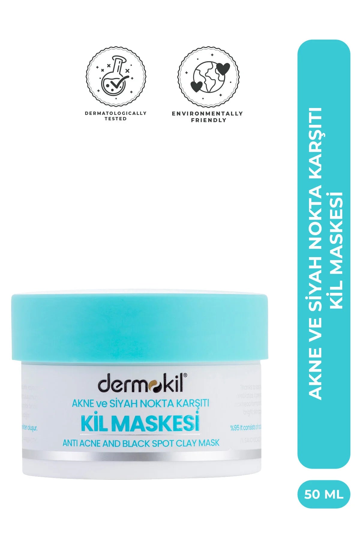 Dermokil Anti-Acne & Black Spot Clay Mask - 1% Salicylic Acid + Prebiotic - Dermokil Kleimasker tegen Anti-Acne en Mee-eter + Poriënverstrakking + Zwarte vlekken - Alle huidtypen - 50 ml