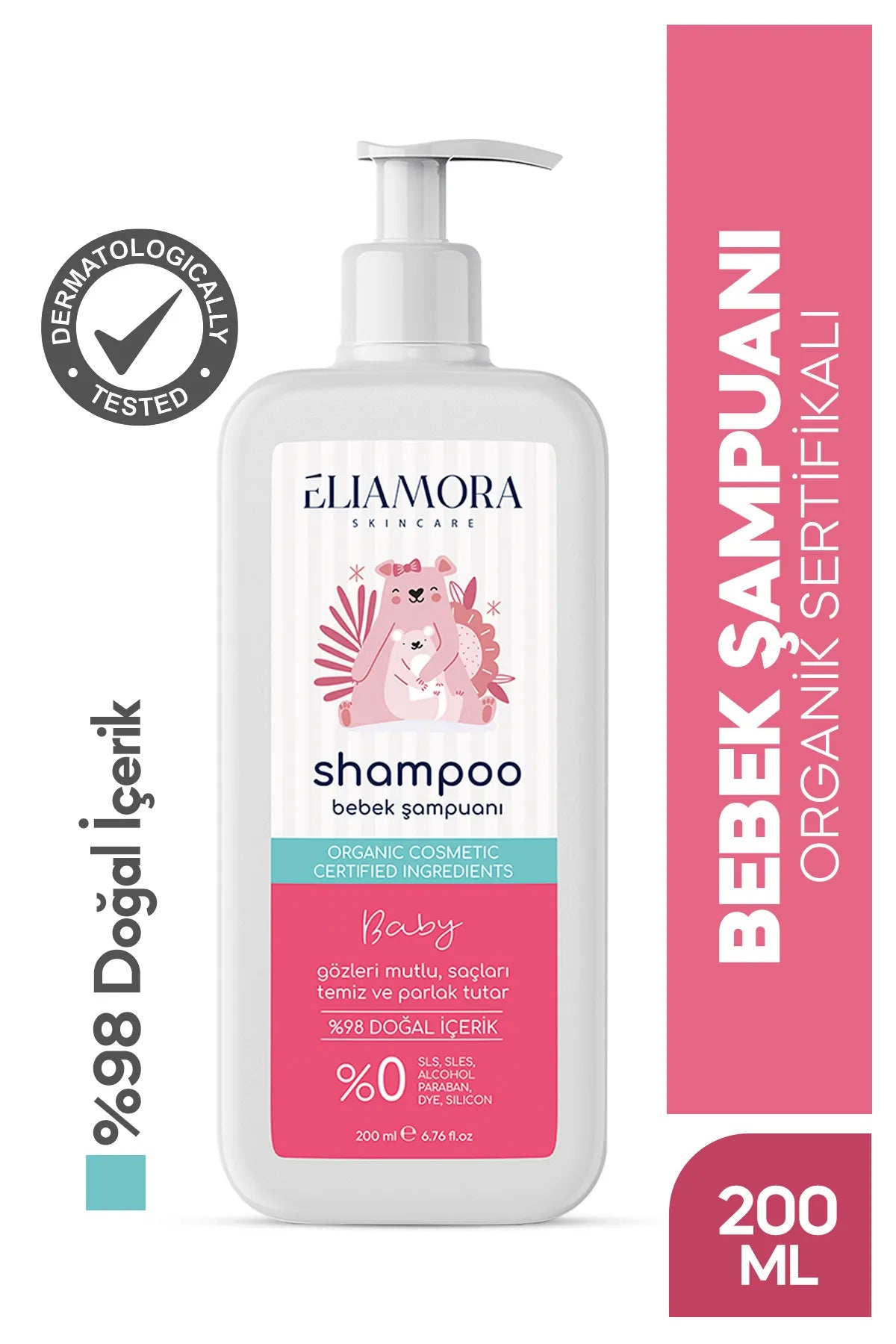 ELIAMORA Baby Shampoo Biologische gecertificeerde ingrediënten / Houdt de ogen blij / Haar schoon & Glazend 200 ml