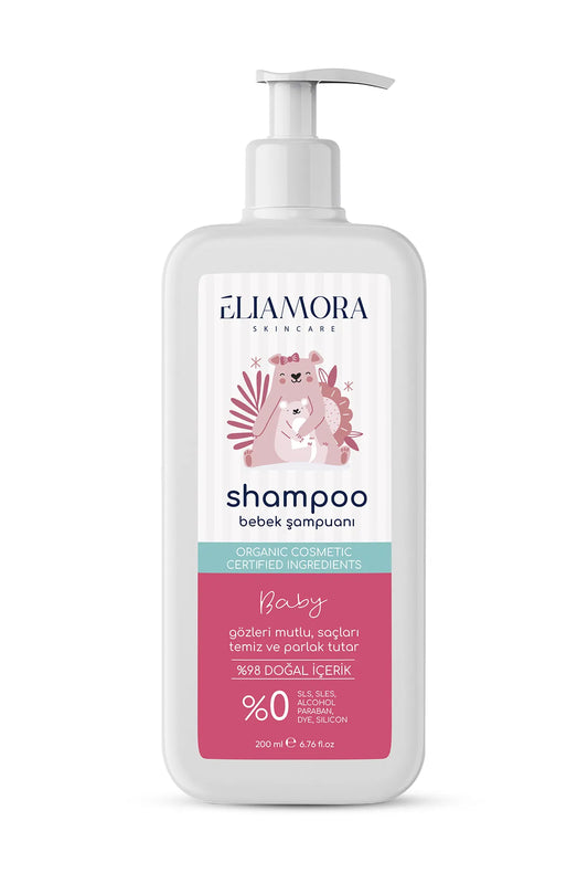 ELIAMORA Baby Shampoo Biologische gecertificeerde ingrediënten / Houdt de ogen blij / Haar schoon & Glazend 200 ml