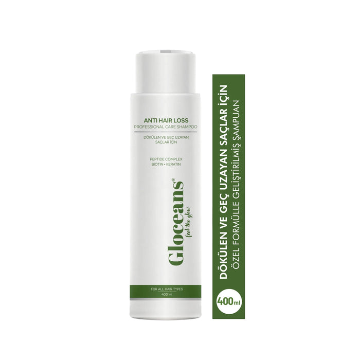 Gloceans Peptide Complex Shampoo met Biotine & Keratine - Versterkende Hoofdhuid- & Haarverzorging - Anti-Haaruitval - Snelle Haargroei - Herstellende - Voedende Shampoo - 400 ml