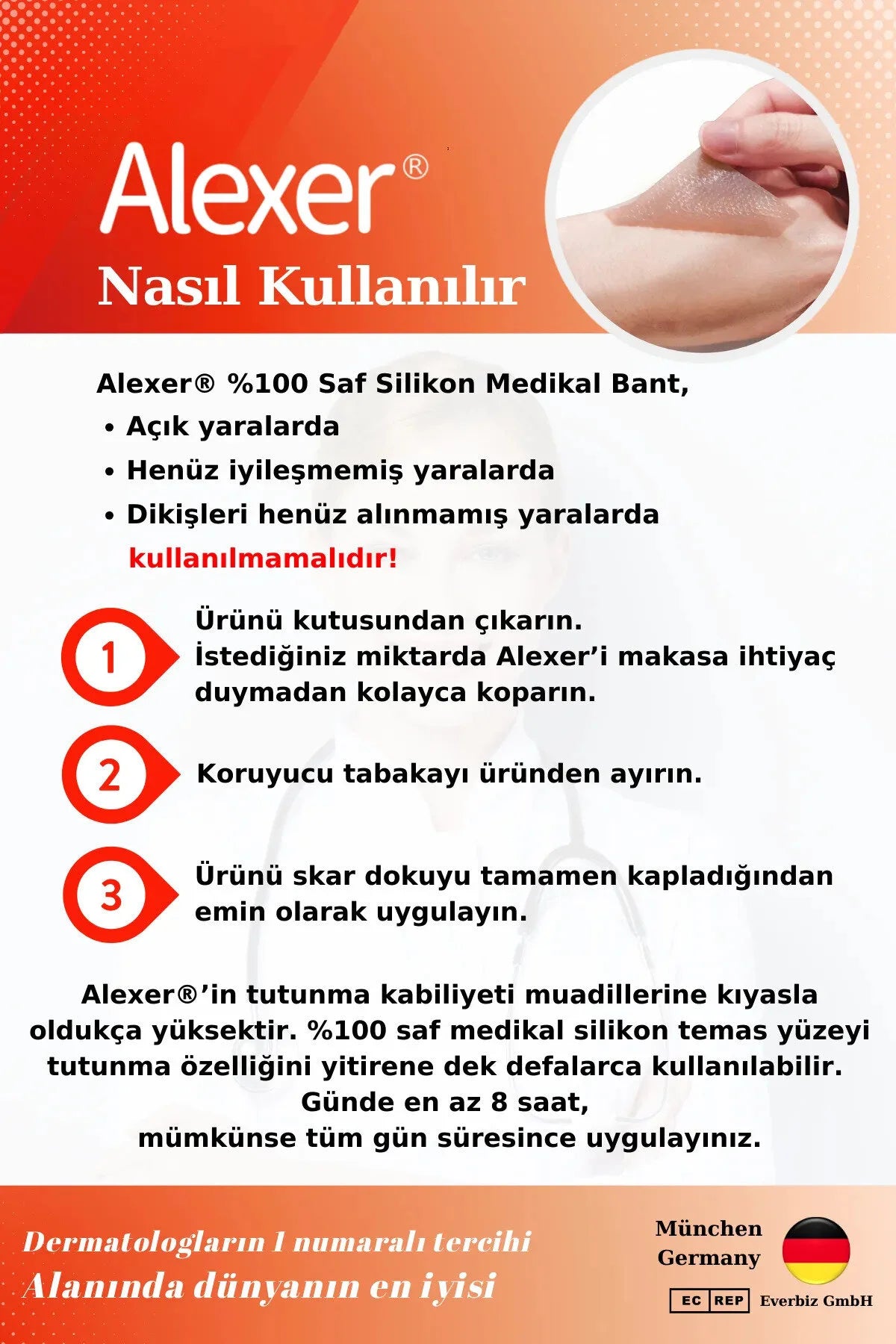 Alexer Silicone Tape Scar Removal - Zachte siliconen tape - Verwijderen van littekens - brandwonden - keizersnede-incisielijn - keloïden - chirurgische littekens - esthetische operaties - rimpels - door Dermatologen aanbevolen - 2,5 cm x 3 m / 1 rol