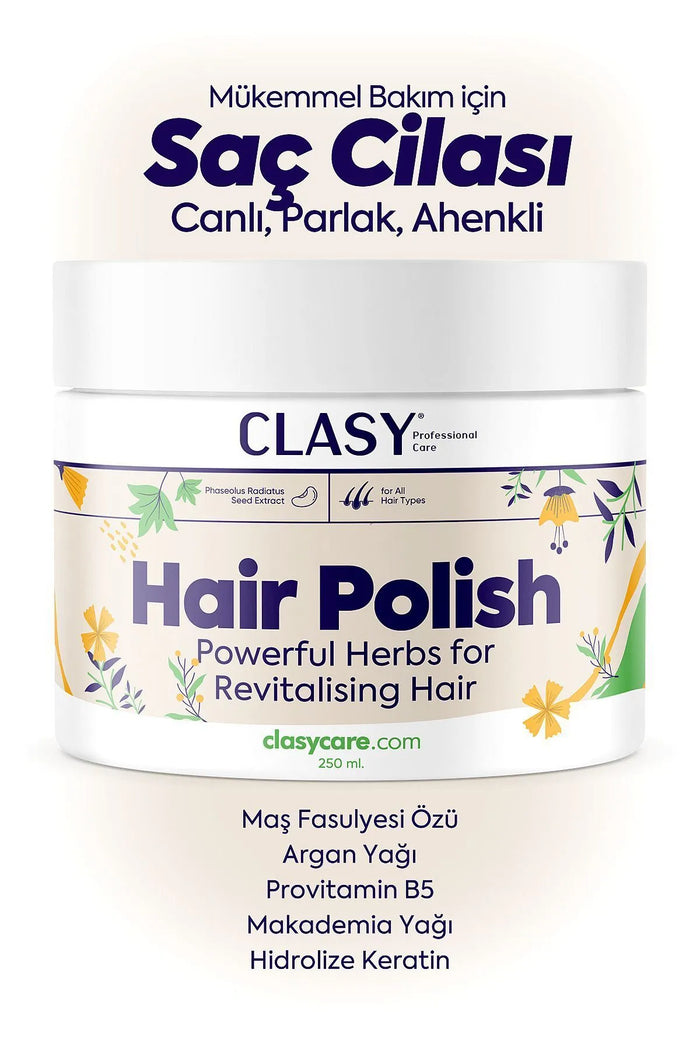 CLASY CARE Haarmasker Krachtige kruiden voor het revitaliseren van haar Arganolie/ Provitamine B5/ Macadamia-olie/ Gehydrolyseerde Keratine/ Haarlak voor alle haartypes, inclusief geverfd haar 250 ml