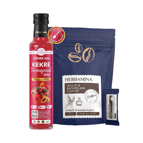 Herbamina Koffie met Inuline & Bromelaïne - 30 Sachets (90 g) + Zühre Ana Kekre Termojenik Mix Hibiscus & Papaya 250 ml