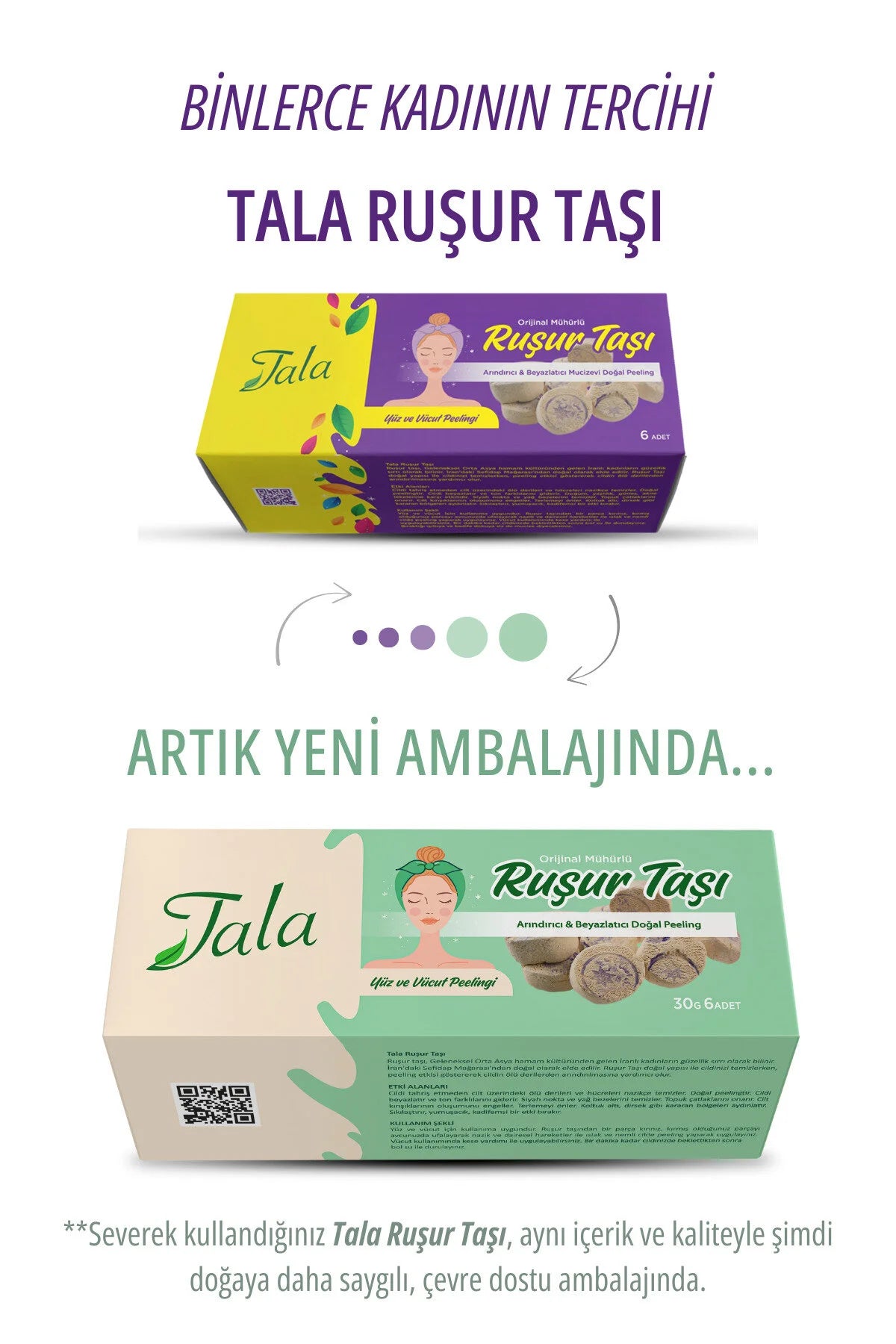 Tala Rushur Stone Whitening Exfoliërende Gezichts- en LichaamsPeeling 6 stuks (IRAN BATH STONE), Tala Fruit Oil
