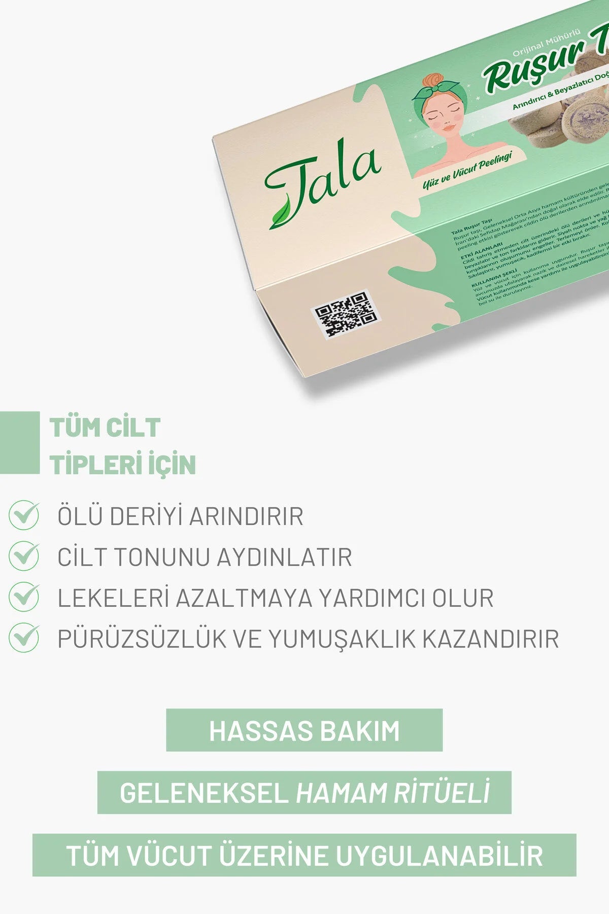 Tala Rushur Stone Whitening Exfoliërende Gezichts- en LichaamsPeeling 6 stuks (IRAN BATH STONE), Tala Fruit Oil