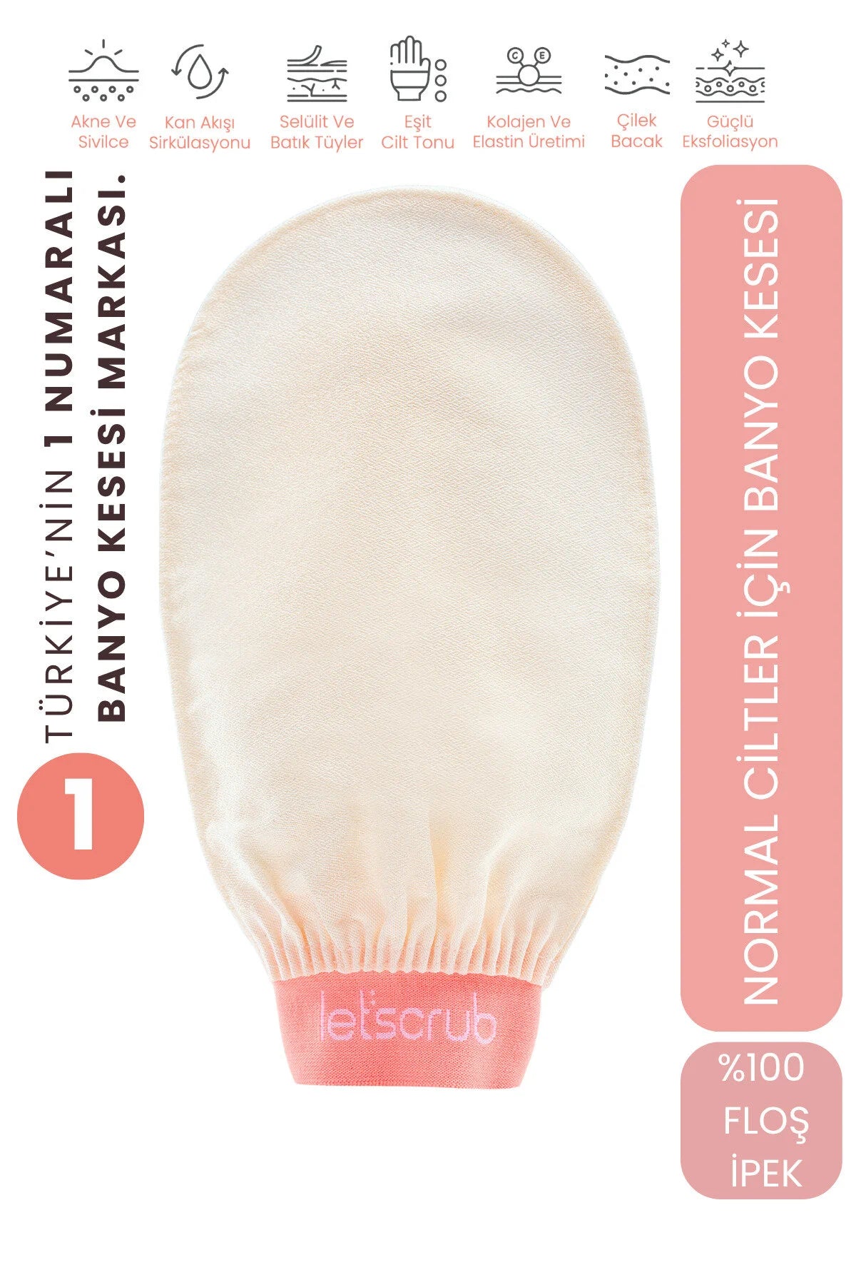 Let'scrub Ecru bad-douchehandschoen (Exfoliërende Handschoen) - 1 badhandschoen & 1 puimsteen - Peeling handschoen - 100% zijdezachte huid voor de normale huid - Badscrub voor thuis of in de spa - Striae - cellulitis en littekens verminderen