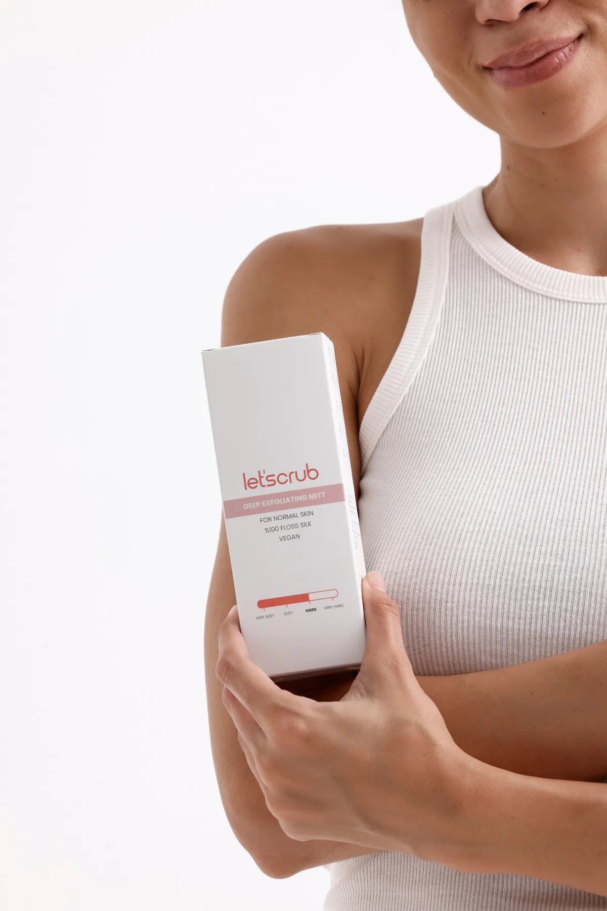 Let'scrub Ecru bad-douchehandschoen (Exfoliërende Handschoen) - 1 badhandschoen & 1 puimsteen - Peeling handschoen - 100% zijdezachte huid voor de normale huid - Badscrub voor thuis of in de spa - Striae - cellulitis en littekens verminderen