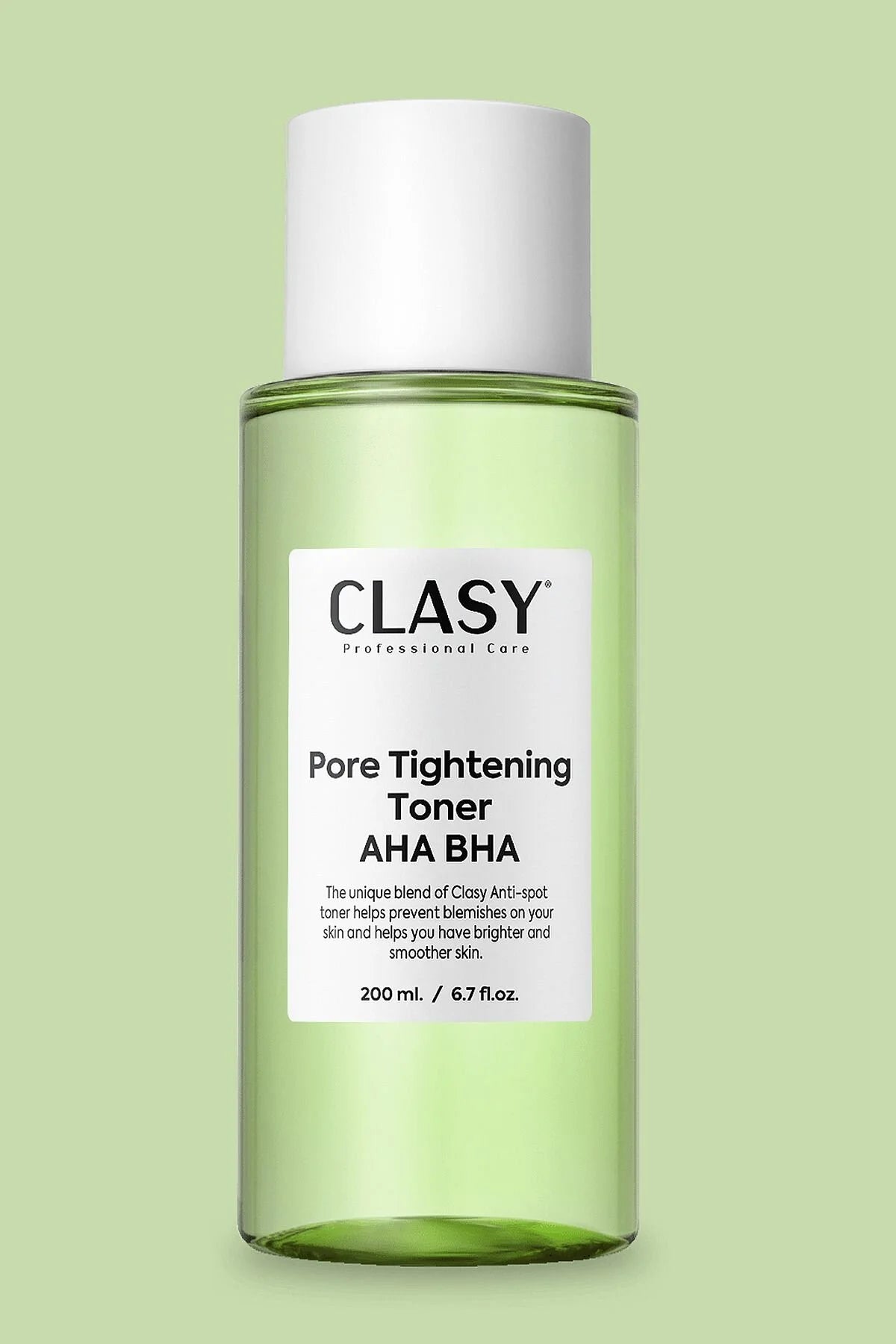 Clasy Care Professionele Tonic Pore Tightening AHA+BHA - Glycolic Acid - Salicylic Acid - Poriënverstrakkende + Zuiverende en Anti-Mee-eter - Alle huidtypen - 200 ml