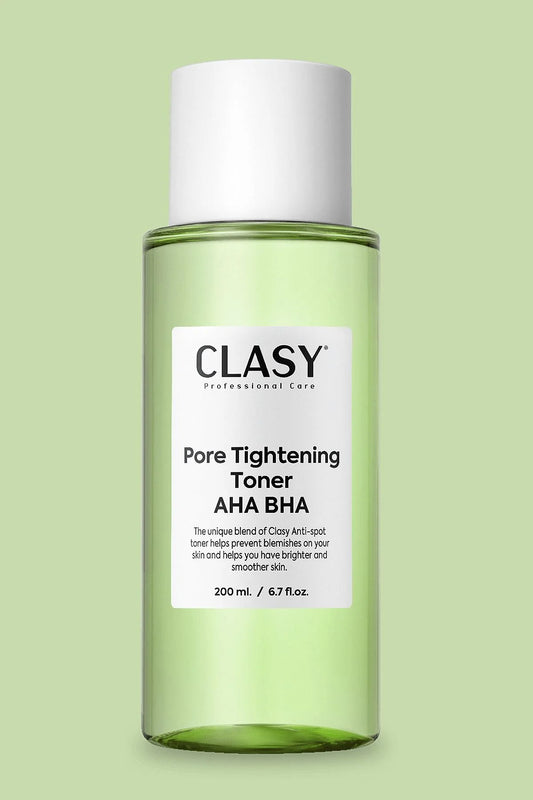 Clasy Care Professionele Tonic Pore Tightening AHA+BHA - Glycolic Acid - Salicylic Acid - Poriënverstrakkende + Zuiverende en Anti-Mee-eter - Alle huidtypen - 200 ml