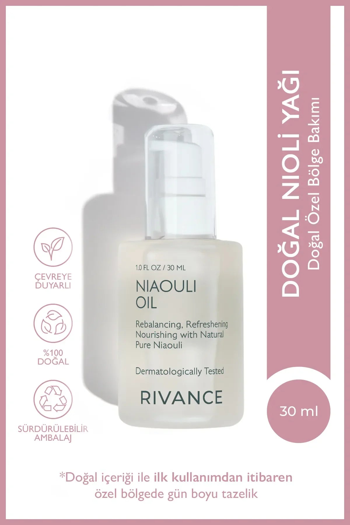 Rivance Niaouli (Nioli) Oil - Effectieve genitale zone en geurpreventie 100% puur - Herstellende+Voedende & Verfrissende verzorging met natuurlijke puur Niaouli olie - Goede bescherming anti-schimmels en anti-geur - Dermatologisch getest - 30 ml