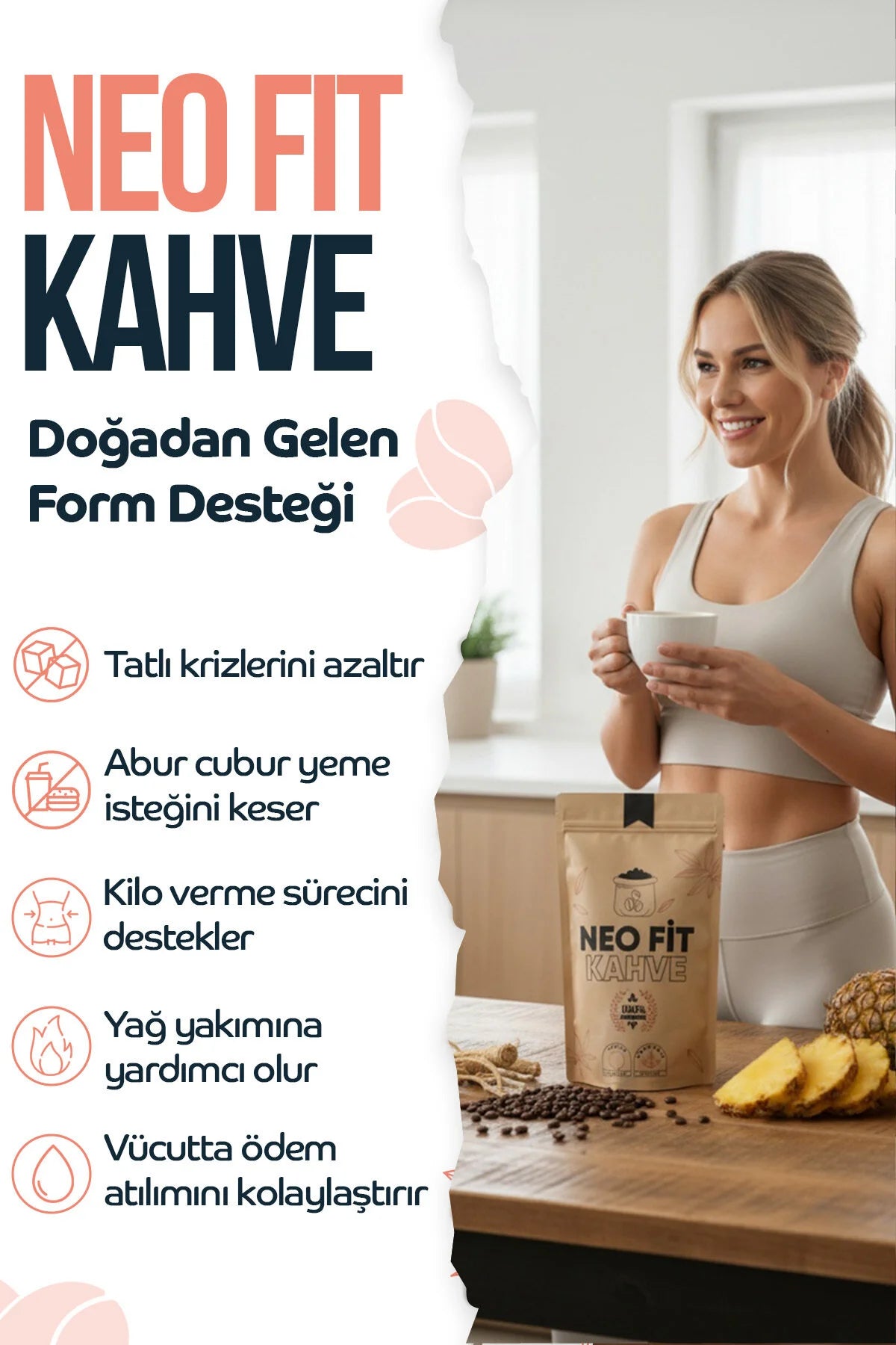 Neo Fit Koffie Coffee Inuline (Hindiba)(Cichoreiwortelvezel) & Bromelaïne Koffie Detox Afvallen 100 gr