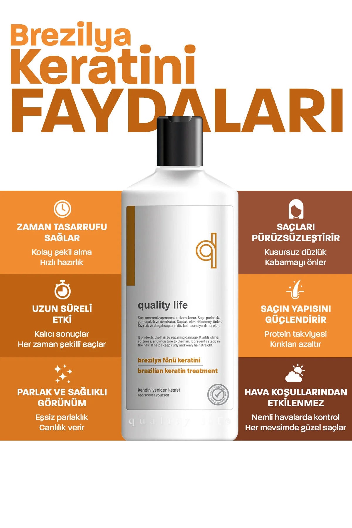 Quality Life Haarstylingcrème Ql Braziliaanse föhn met keratine en permanente stijltang Langdurig steil & glanzend haar Dermatologisch getest Herstelt & Beschermt haar Zorgt voor krullend & golvend haar Voegt glans zachtheid en vocht toe - 300 ml