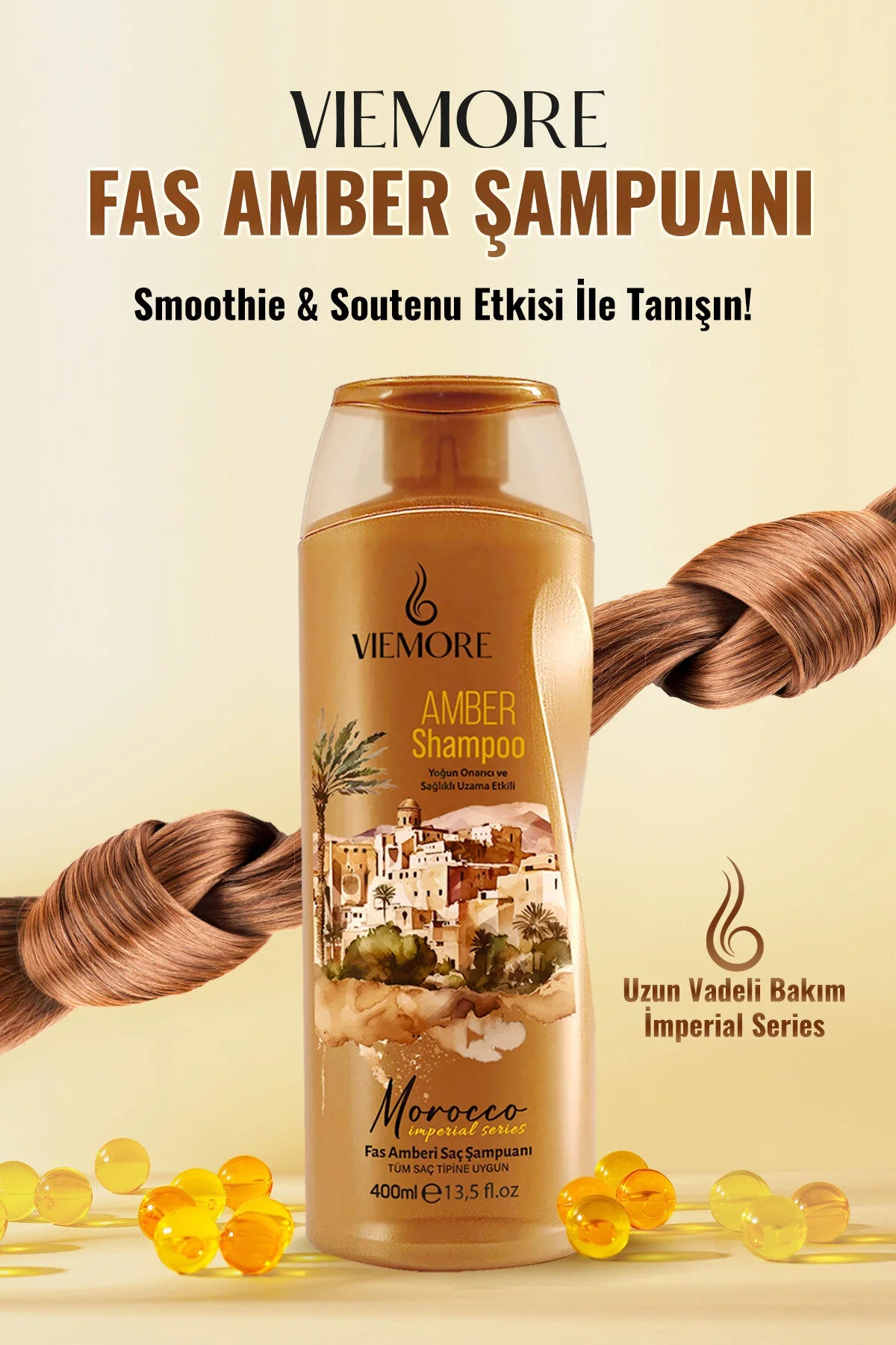 Viemore Shampoo - Marokkaanse Amber Haarshampoo - Herstellend Beschermend Zuiverend Versterkend Hydraterend Revitaliserend Anti-haarbreuk/Anti-roos/Anti-haarbreuk/Anti-pluis Glans Zonbescherming Volume/Volheid Groei-effect Alle Haartypen 400 ml