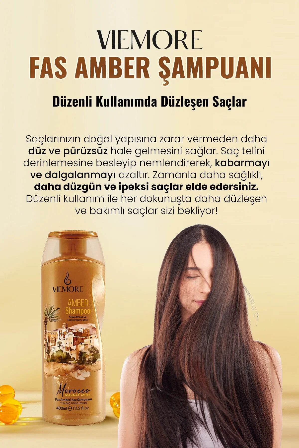 Viemore Shampoo - Marokkaanse Amber Haarshampoo - Herstellend Beschermend Zuiverend Versterkend Hydraterend Revitaliserend Anti-haarbreuk/Anti-roos/Anti-haarbreuk/Anti-pluis Glans Zonbescherming Volume/Volheid Groei-effect Alle Haartypen 400 ml