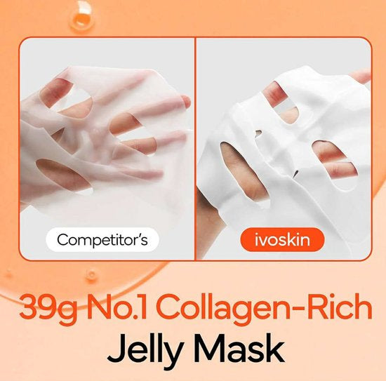 Ivoskin Collagen Jelly Hydro-bomb Plump Mask(4ea) - Hydraterend - Verjongend - Poriën verkleinend - Echt collageenmasker - Verstevigend voor stralende huid - Collageenwater meer dan 670.000 ppm - Dermatologisch getest