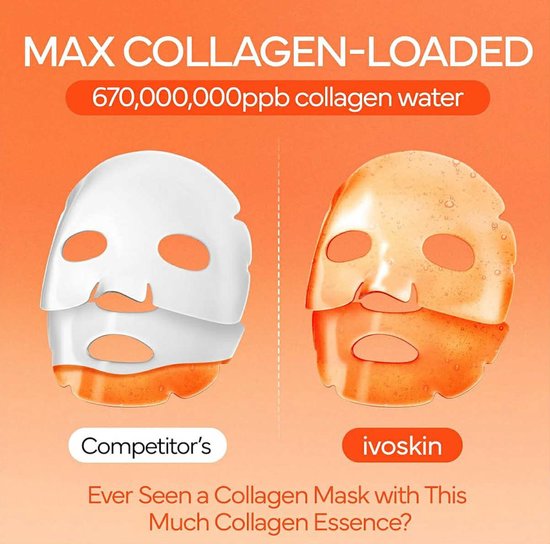 Ivoskin Collagen Jelly Hydro-bomb Plump Mask(4ea) - Hydraterend - Verjongend - Poriën verkleinend - Echt collageenmasker - Verstevigend voor stralende huid - Collageenwater meer dan 670.000 ppm - Dermatologisch getest