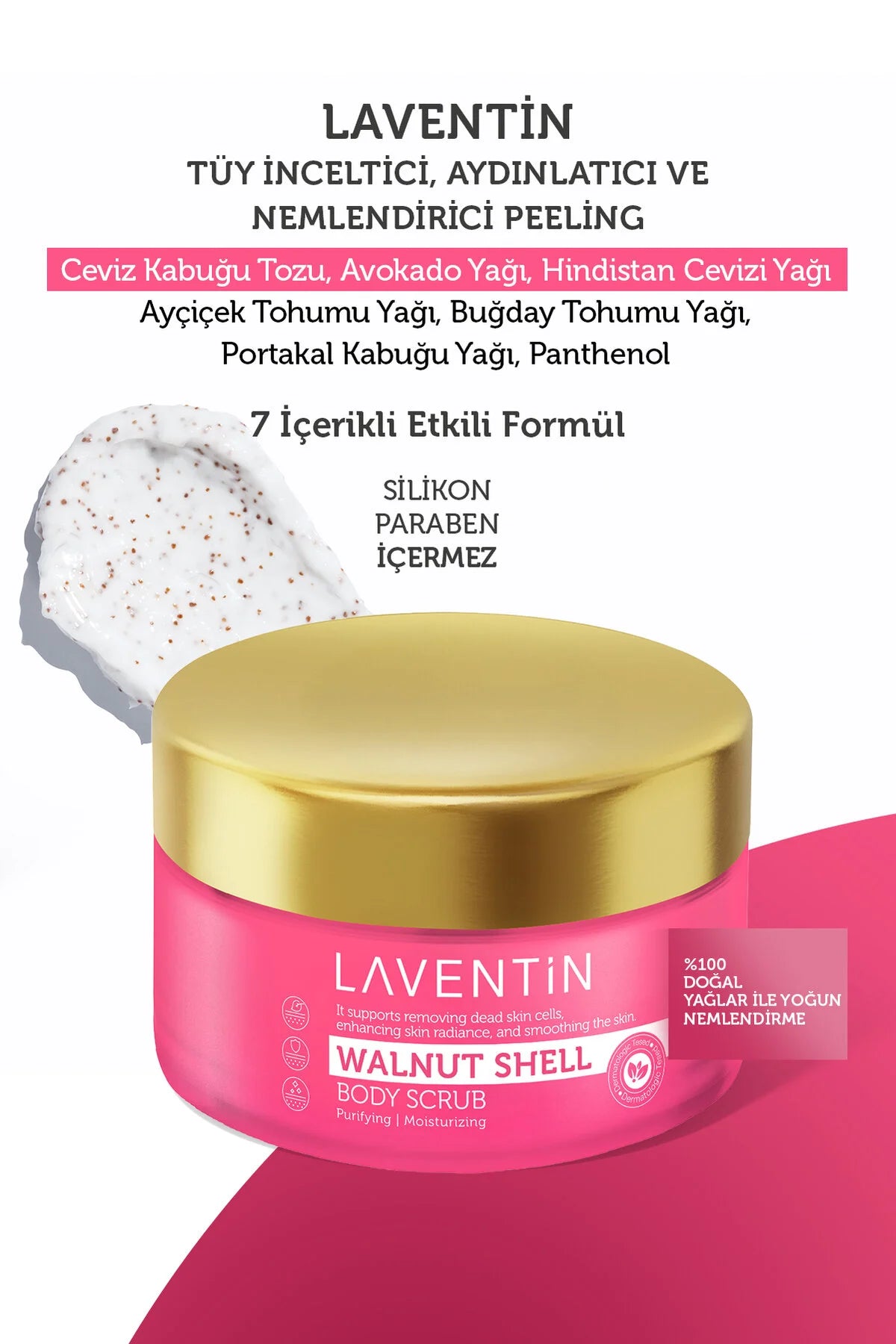 Laventin Body Scrub Purifying Moisturizing Walnut Shell - Intensieve Vochtondersteuning - Reinigend - Hydraterend - Haarverdunning - Hand-, Voet- en Lichaamsscrub/peeling - Legendarische geur van Japanse kersenbloesem - Dermatologisch getest 250ml