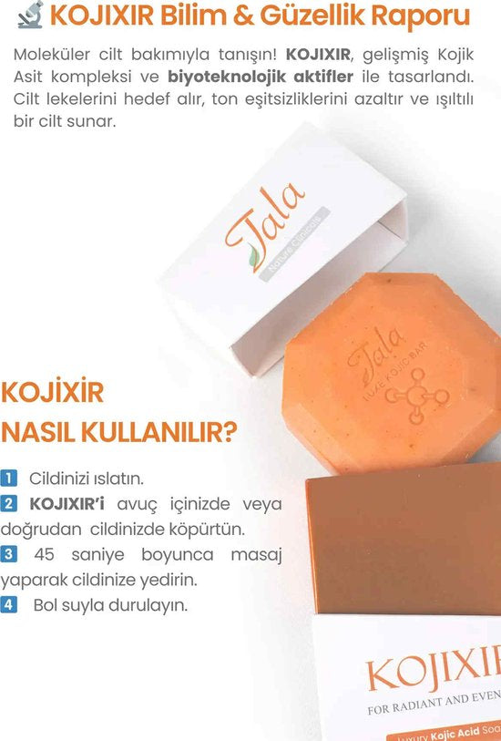 Tala Zeep Soap Kojixir Luxury Kojic Acid - Kojinezuur+Kurkuma+Citroenschil - Stralende en egale huid met Luxe kojiczuurzeep - Moleculaire oplossing voor anti-vlekken - Pakt onzuiverheden aan - Vermindert oneffenheid in teint - 120 gr