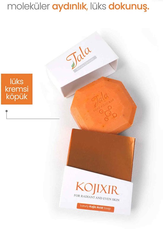 Tala Zeep Soap Kojixir Luxury Kojic Acid - Kojinezuur+Kurkuma+Citroenschil - Stralende en egale huid met Luxe kojiczuurzeep - Moleculaire oplossing voor anti-vlekken - Pakt onzuiverheden aan - Vermindert oneffenheid in teint - 120 gr