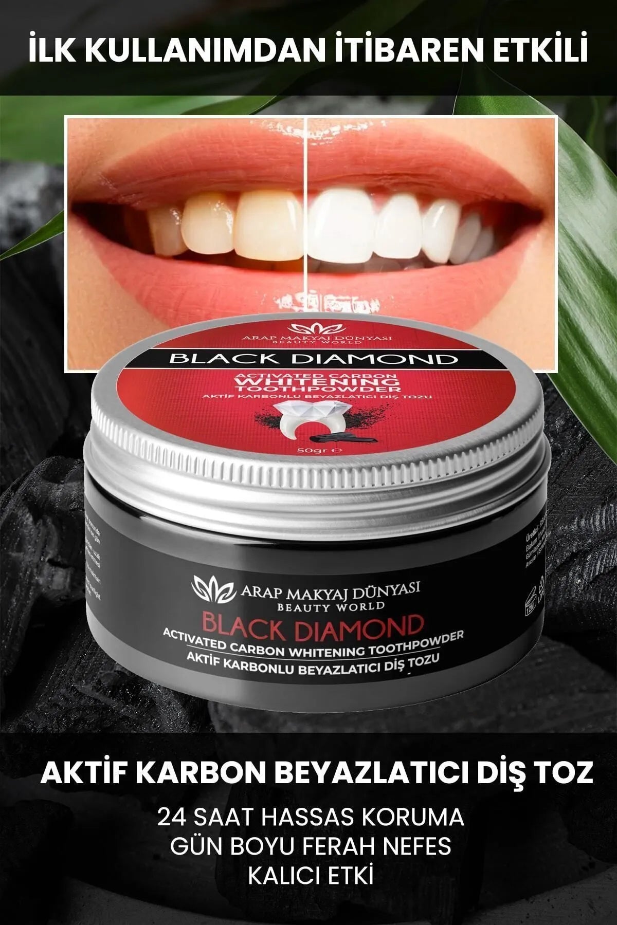 Arab Makeup World Black Diamond Actieve Koolstof Tandenbleekpoeder 50 gr