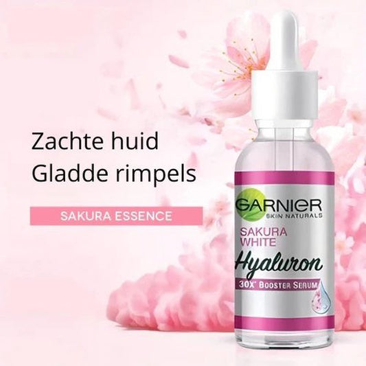 GARNIER Sakura White Hyaluronzuur Booster Hydraterende Serum 30 ml Sakura Glow 30x Verstevigende Huid Fijne Lijntjes Gezichtsverzorging Geschikt voor alle huidtypen en dermatologisch getest