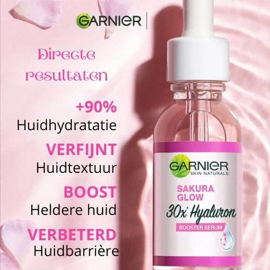 GARNIER Sakura White Hyaluronzuur Booster Hydraterende Serum 30 ml Sakura Glow 30x Verstevigende Huid Fijne Lijntjes Gezichtsverzorging Geschikt voor alle huidtypen en dermatologisch getest