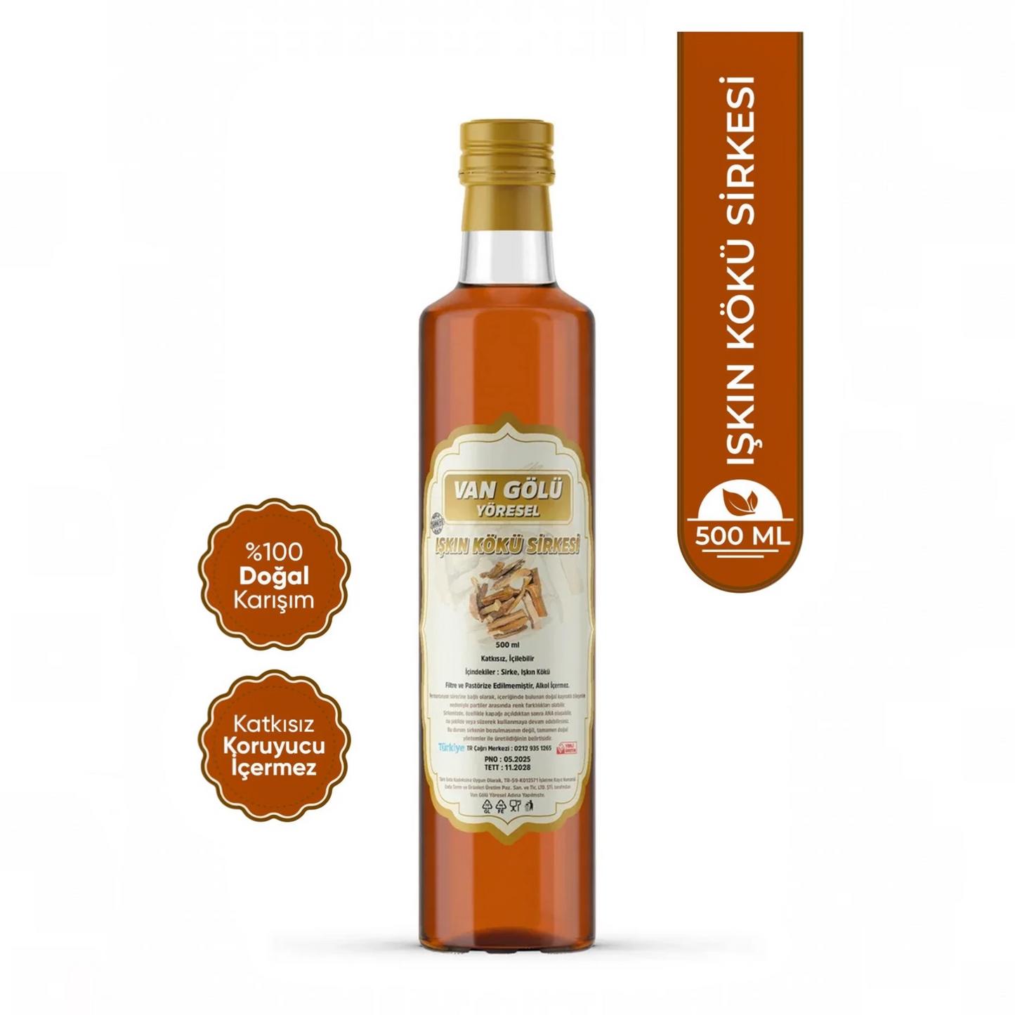 Van Golu Yoresel - Ishkin Wortel Azijn (Vangölü Yöresel Işkın Kökü Sirkesi) - Rhubarb Azijn - Natuurlijk Gefermenteerde Rabarberwortelazijn - 500 ml