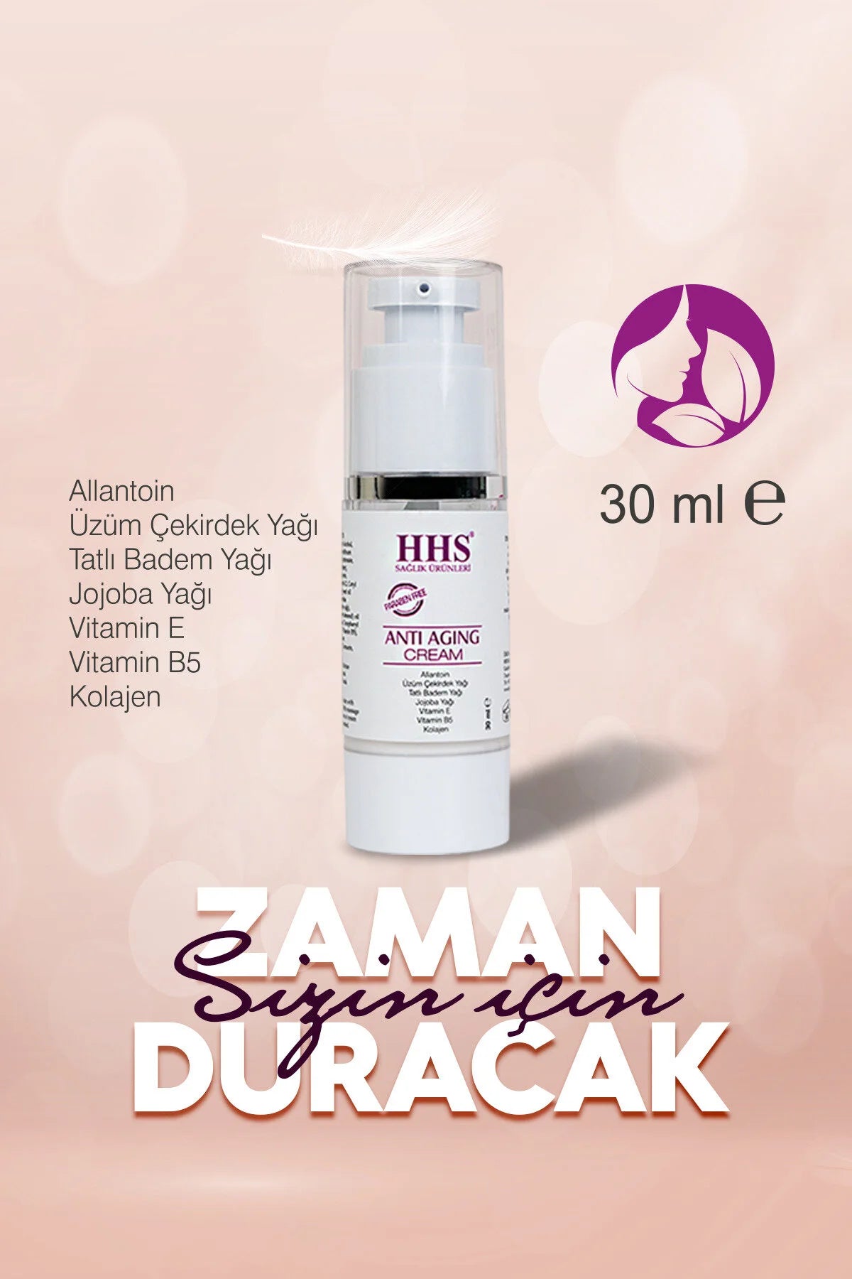 HHS Anti-Aging Cream - Huidverjongende & Anti-Rimpel Crème met Collageen/Jojoba Olie/Vitamine E+B5 & Druivenpitolie - Huid intens Voeden - Verstevigen & Hydrateren - Dag en nachtcrème - Parabenenvrij - 30 ml
