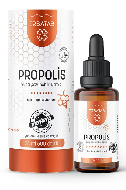 Erbatab Propolis Druppels - Wateroplosbare Propolis Extract - Natuurlijke Weerstandsversterker - 30 ml (600 druppels)
