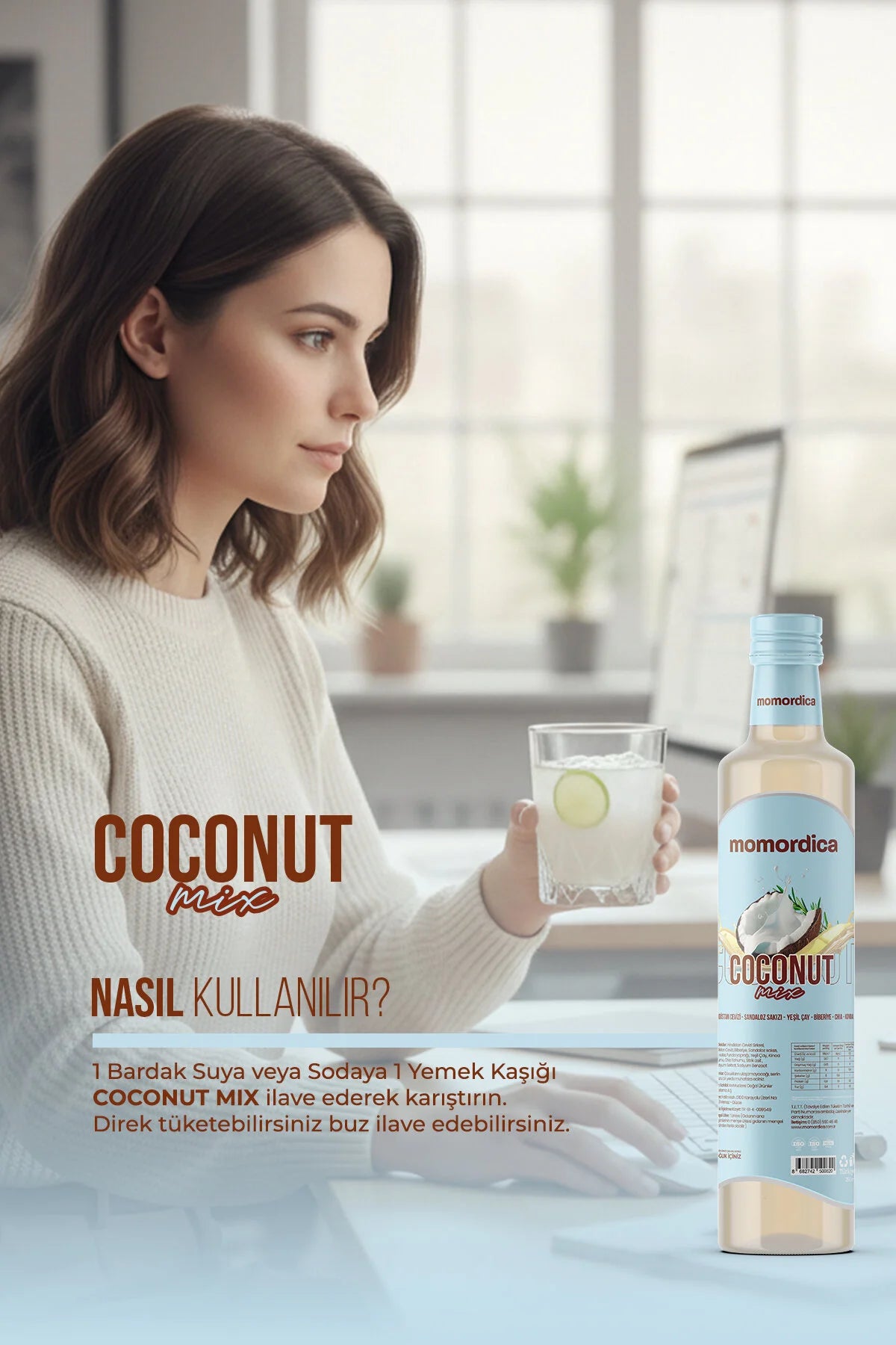 Momordica Coconut Mix - Verfrissende Kokosdrank met Groene Thee / Chia & Quinoa / Sandalozhars & L-Carnitine - 1 Fles van 250 ml