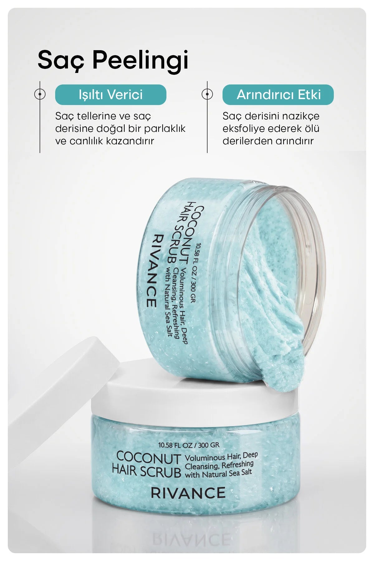 Rivance Coconut Hair Scrub – Hoofdhuid Scrub met Zeezout & Kokosolie – Diep Reinigende Scalp Scrub – Voor Fris en Volumineus Haar – 300 g