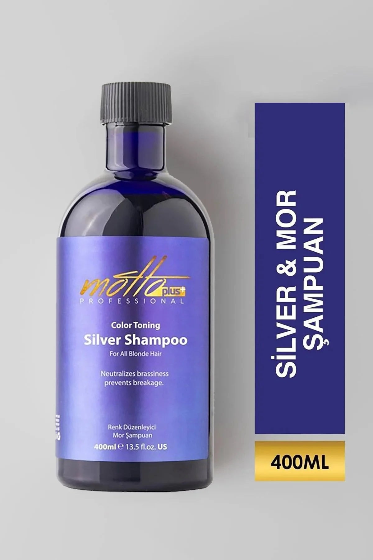 Motto Plus Professional Silver Shampoo – Zilvershampoo voor Blond, Grijs & Wit Haar – Paarse Shampoo tegen Gele en Warme Tinten – 400 ml