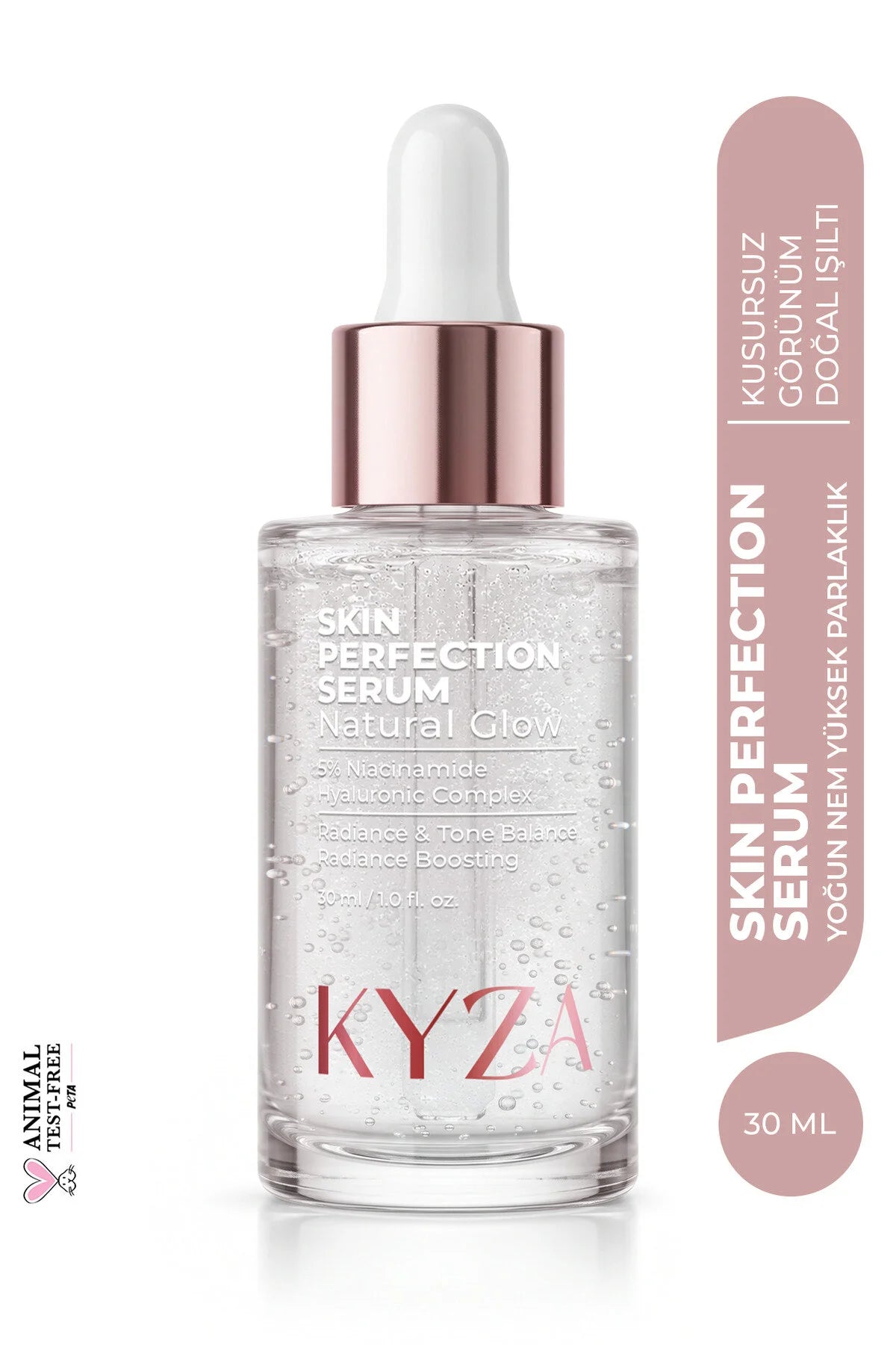 KYZA Skin Perfection Serum Natural Glow – Gezichtsserum met 5% Niacinamide, Hyaluronzuurcomplex & Vitamine C – Hydraterend & Verhelderend – 30 ml