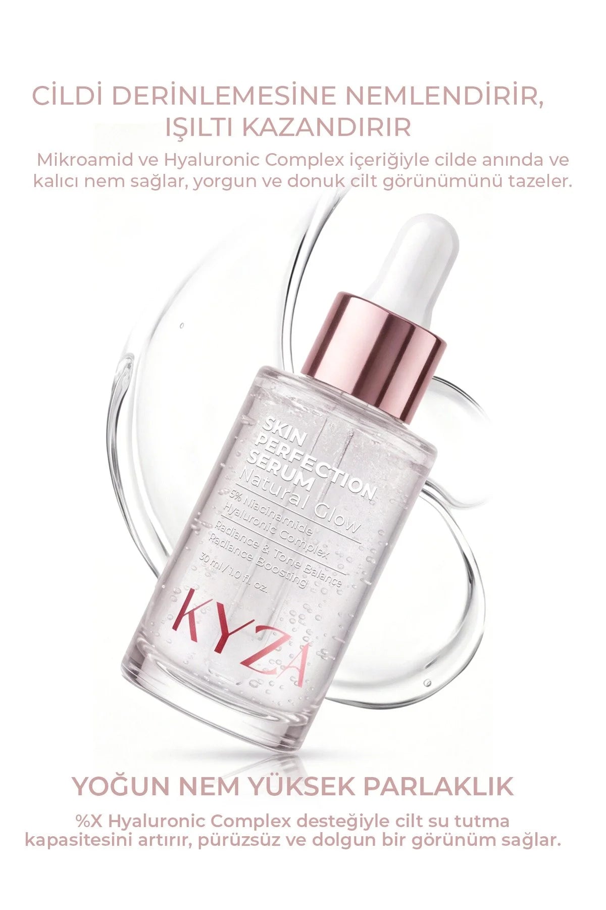 KYZA Skin Perfection Serum Natural Glow – Gezichtsserum met 5% Niacinamide, Hyaluronzuurcomplex & Vitamine C – Hydraterend & Verhelderend – 30 ml