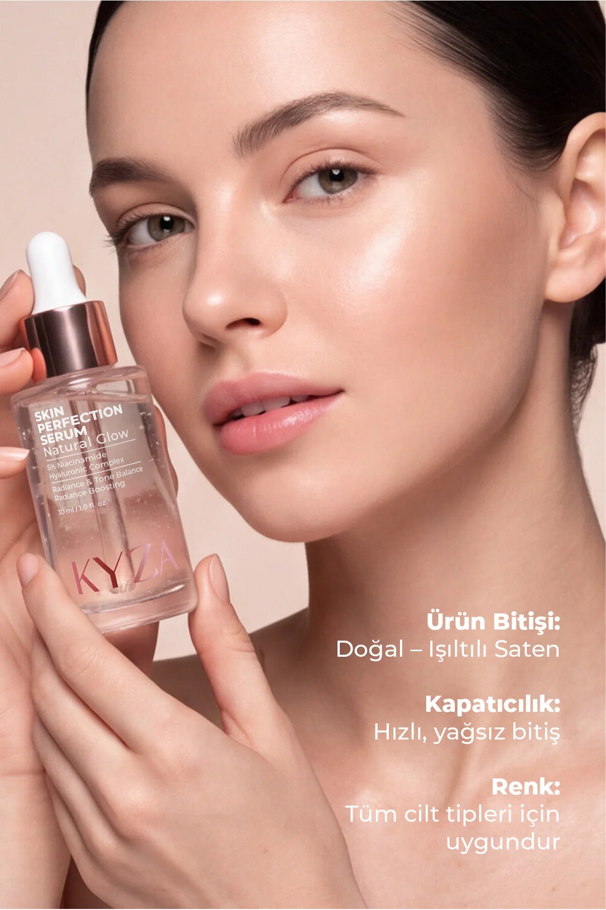 KYZA Skin Perfection Serum Natural Glow – Gezichtsserum met 5% Niacinamide, Hyaluronzuurcomplex & Vitamine C – Hydraterend & Verhelderend – 30 ml