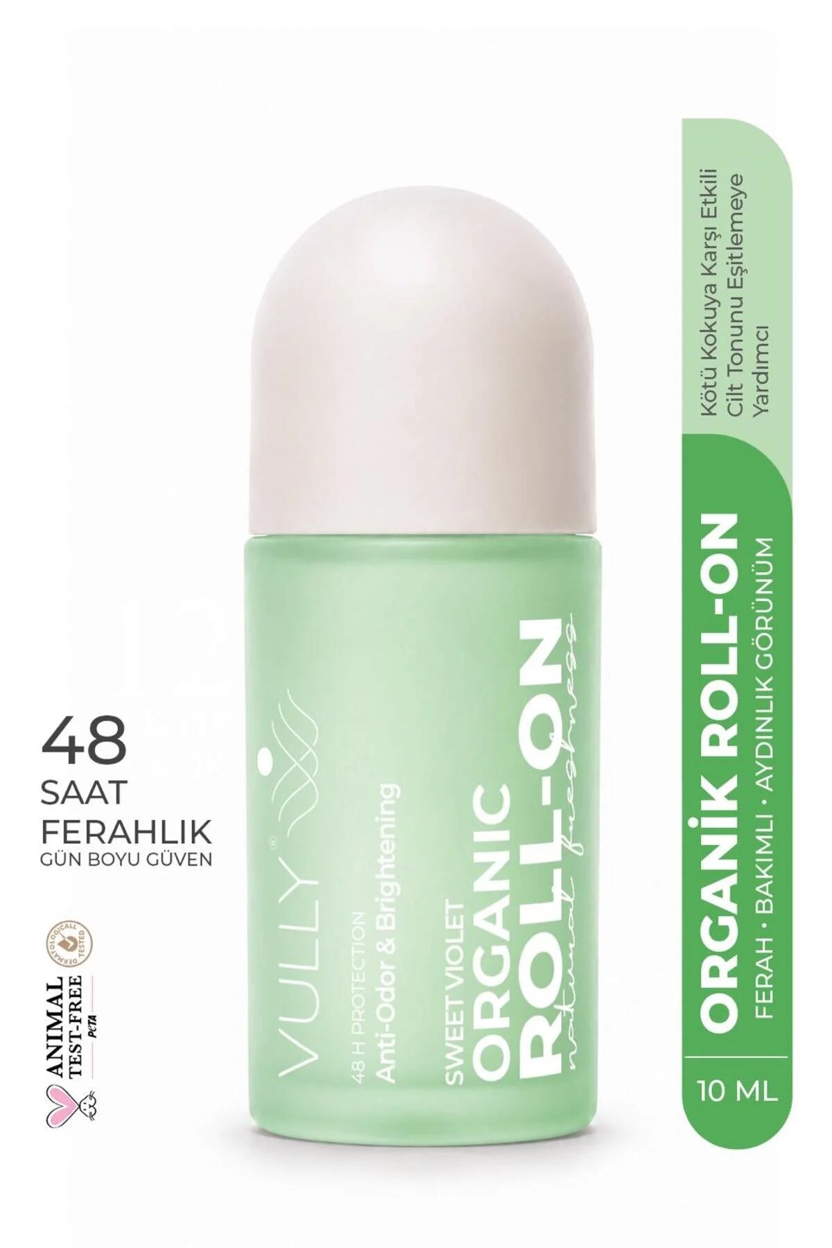 Vully Organic Roll-On Deodorant Sweet Violet – 48 Uur Geurbescherming – Anti-Odor & Brightening – Met Plantaardige Extracten – 50 ml