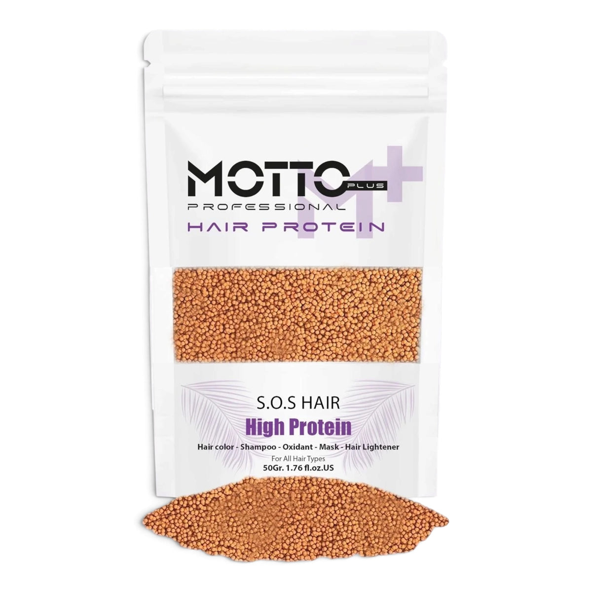 Motto Plus Professional Hair Protein – Haarproteïne met Zijde-, Tarwe- en Melkproteïne – Proteïneparels voor Beschadigd Haar – Toevoeging aan Shampoo, Haarmasker & Haarverf – 50 g
