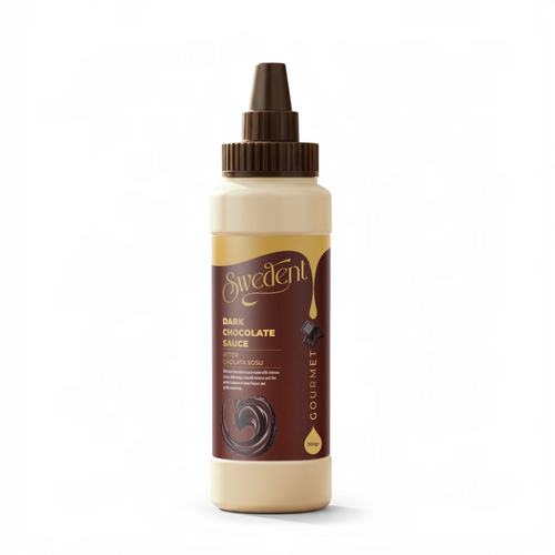 Swedent Gourmet Dark Chocolate Sauce – Pure Chocoladesaus met Cacao – Bittere Chocolade Topping – Voor Desserts, IJs, Pannenkoeken & Wafels – 300 g
