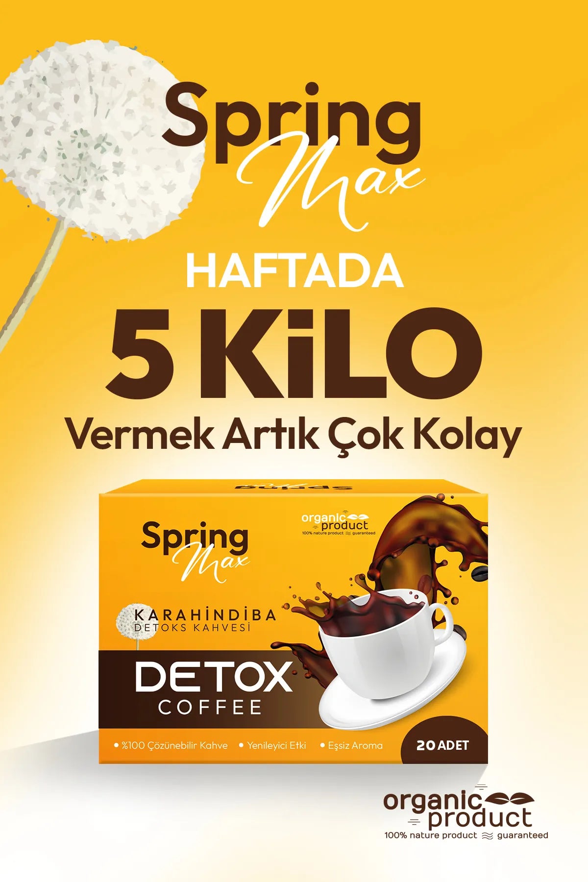 SpringMax Collageen Coffee Detox Cichorei Dieetkoffie, Kara Hindiba helpt oedeem te verlichten